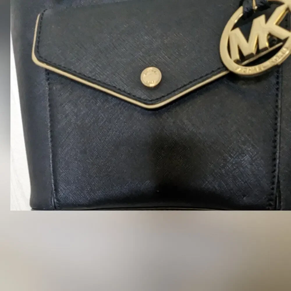 Michael Kors black handbag tote Frame jet set saffiano leather medium - Picture 4 of 13